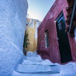 More Greece Narrow street in Anafiotika neighborhood in Plaka of Athens in Greece -