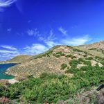 Panorama from bay of Grammata in Syros island, Cyclades, Greece