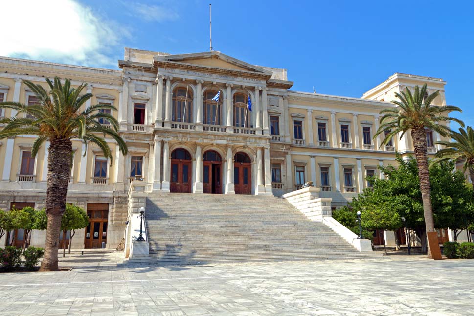 The City Hall of Ermoupolis town at Syros island in Greece